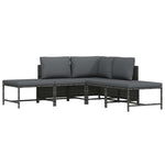 5 részes szürke polyrattan kerti ülőgarnitúra párnákkal 4