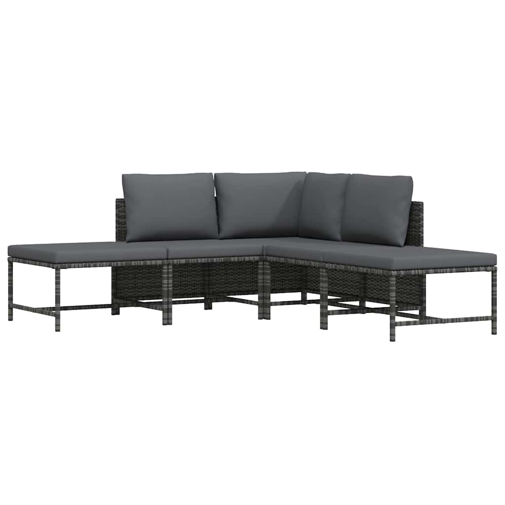 5 részes szürke polyrattan kerti ülőgarnitúra párnákkal 4
