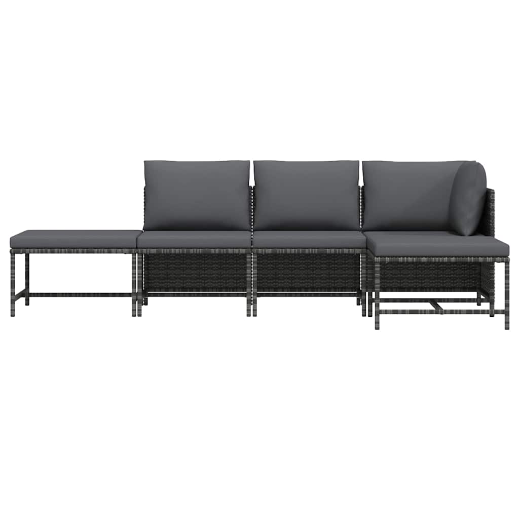 5 részes szürke polyrattan kerti ülőgarnitúra párnákkal 5