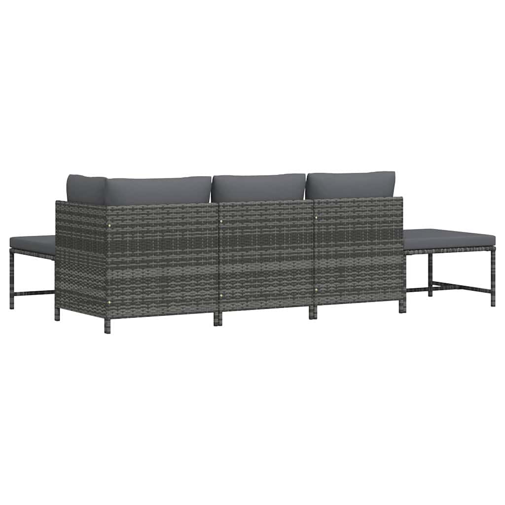 5 részes szürke polyrattan kerti ülőgarnitúra párnákkal 7