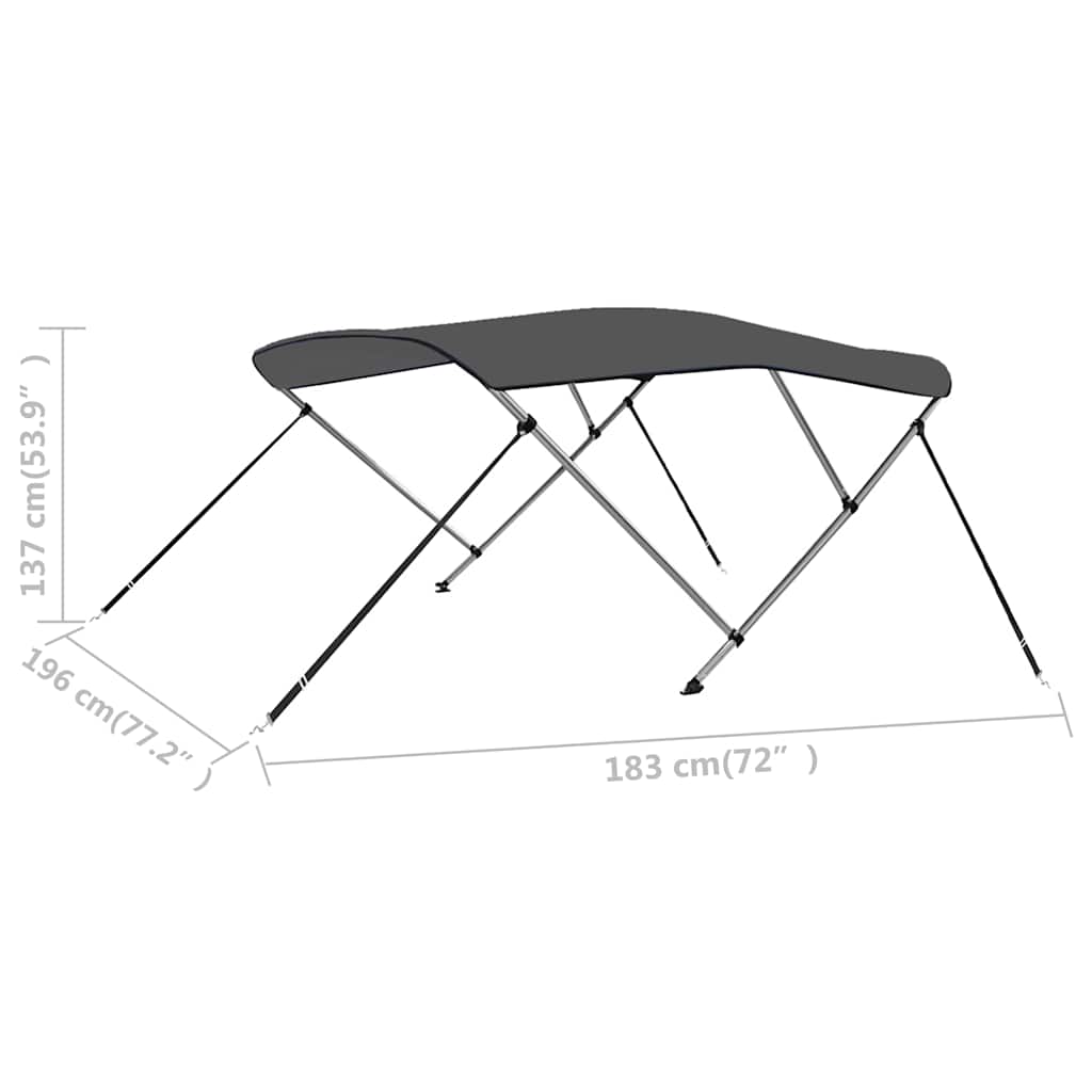 Antracitszürke háromágú bimini tető 183 x 196 x 137 cm 16