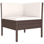 4 részes barna polyrattan kerti bútorszett párnákkal 3