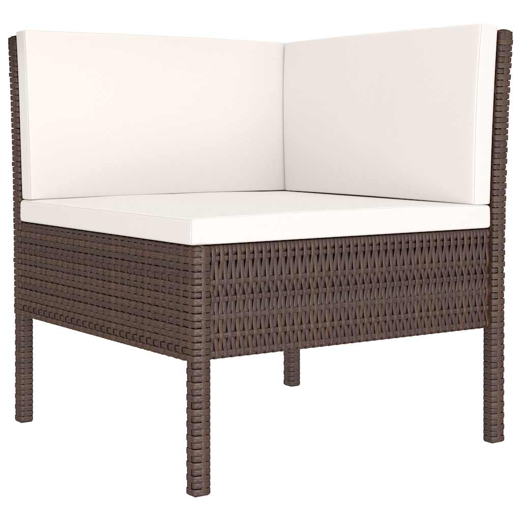 4 részes barna polyrattan kerti bútorszett párnákkal 3