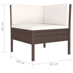 4 részes barna polyrattan kerti bútorszett párnákkal 5