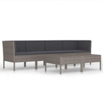 6 részes szürke polyrattan kerti bútorszett párnákkal 2