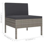 6 részes szürke polyrattan kerti bútorszett párnákkal 7