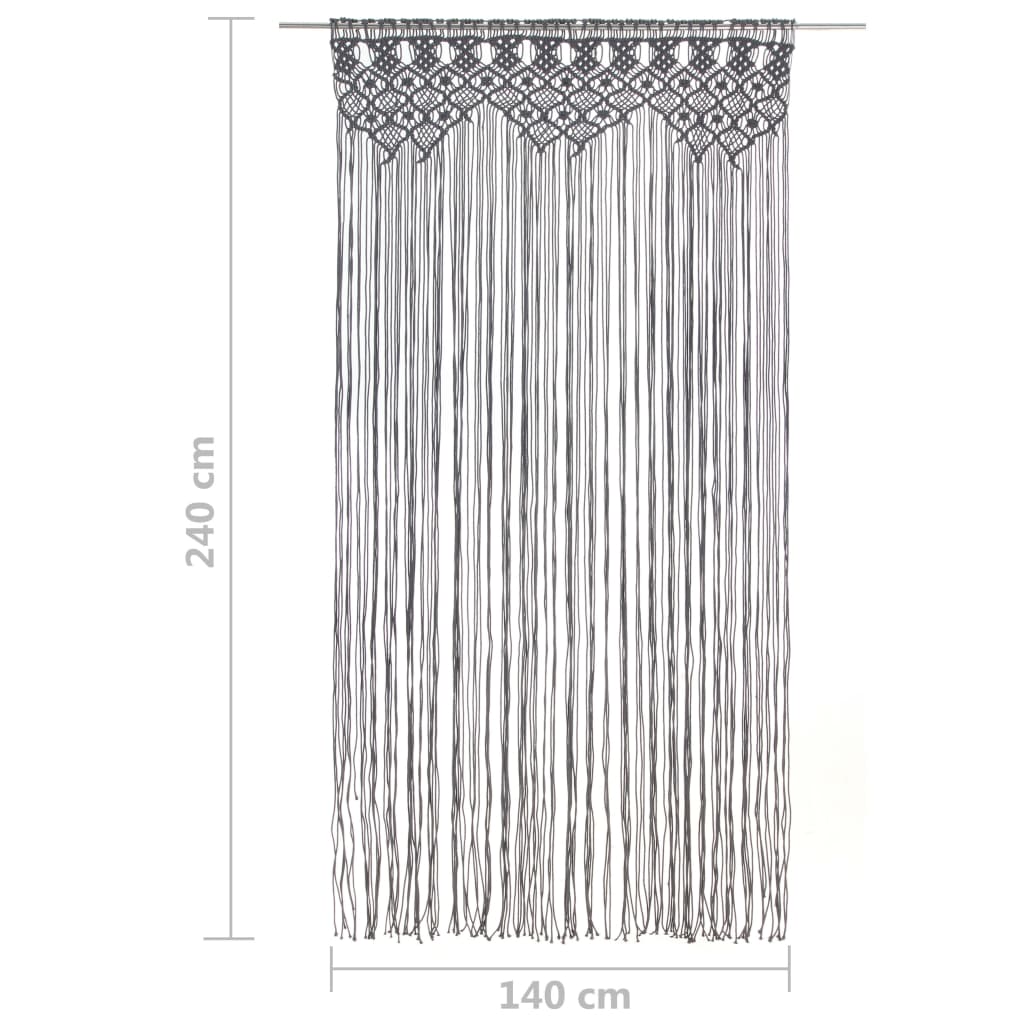 Antracitszürke makramé pamutfüggöny 140 x 240 cm 5