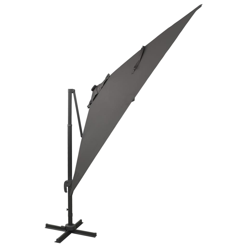 Antracitszürke konzolos napernyő rúddal és LED-fényekkel 300 cm 2