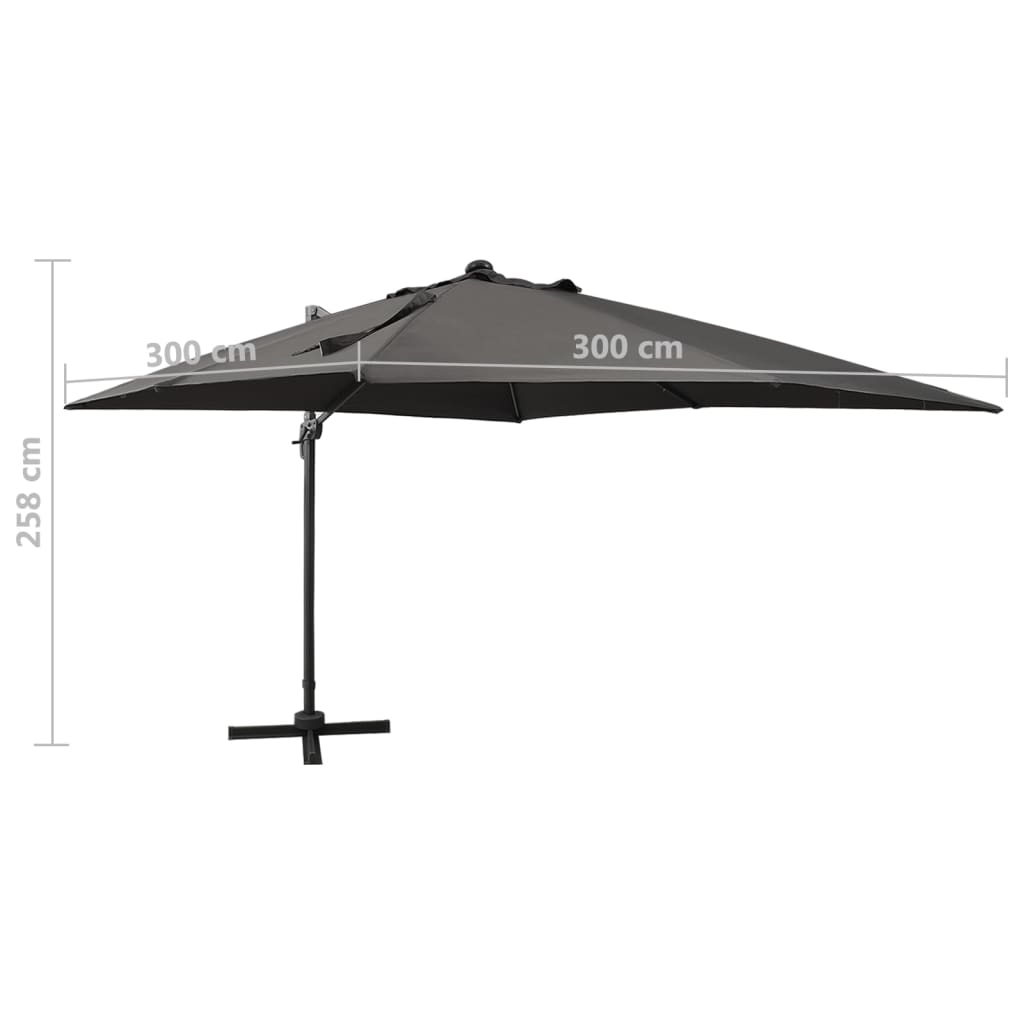 Antracitszürke konzolos napernyő rúddal és LED-fényekkel 300 cm 11