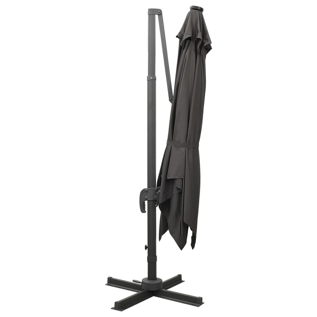 Antracitszürke konzolos napernyő rúddal és LED-fényekkel 300 cm 3