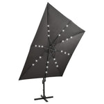 Antracitszürke konzolos napernyő rúddal és LED-fényekkel 300 cm 5