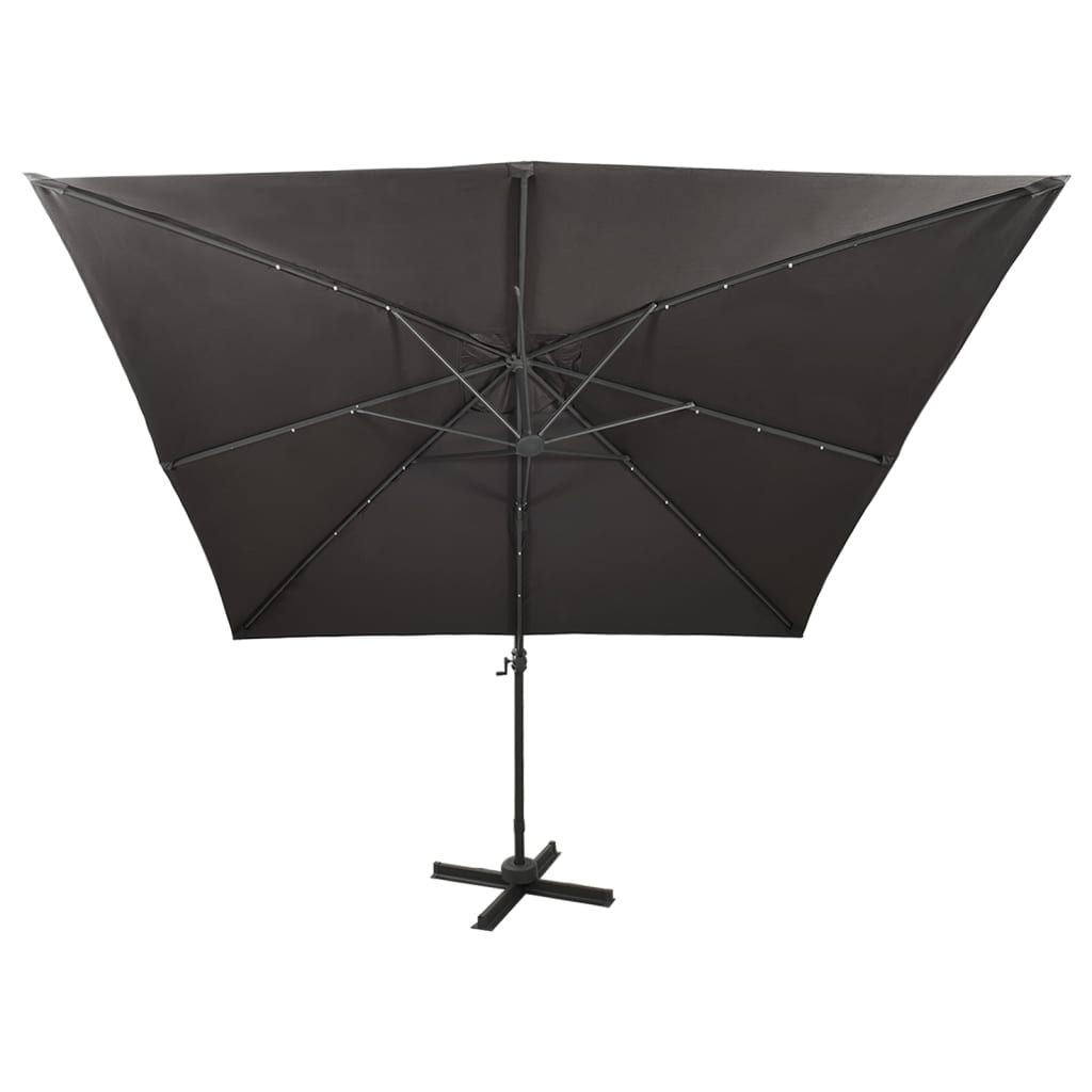 Antracitszürke konzolos napernyő rúddal és LED-fényekkel 300 cm 6