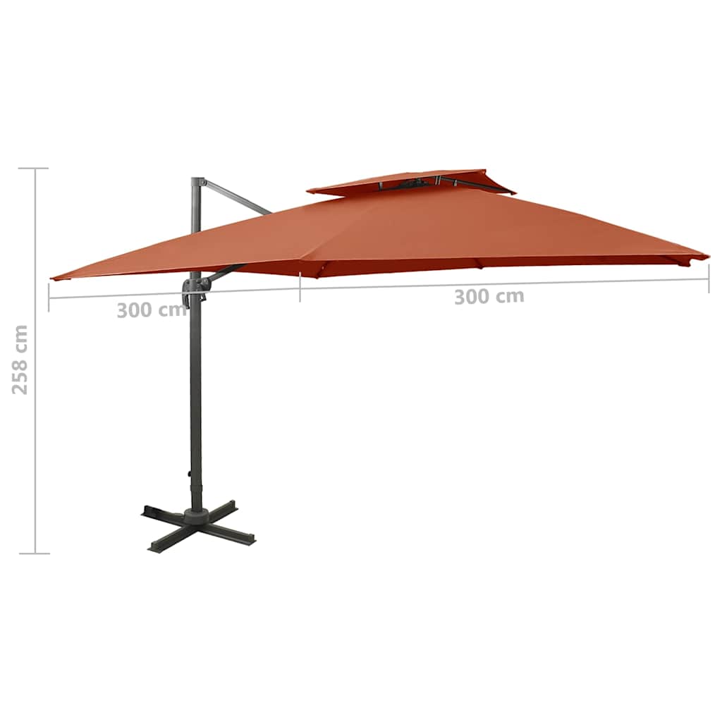 Terrakotta dupla tetejű konzolos napernyő 300 x 300 cm 9