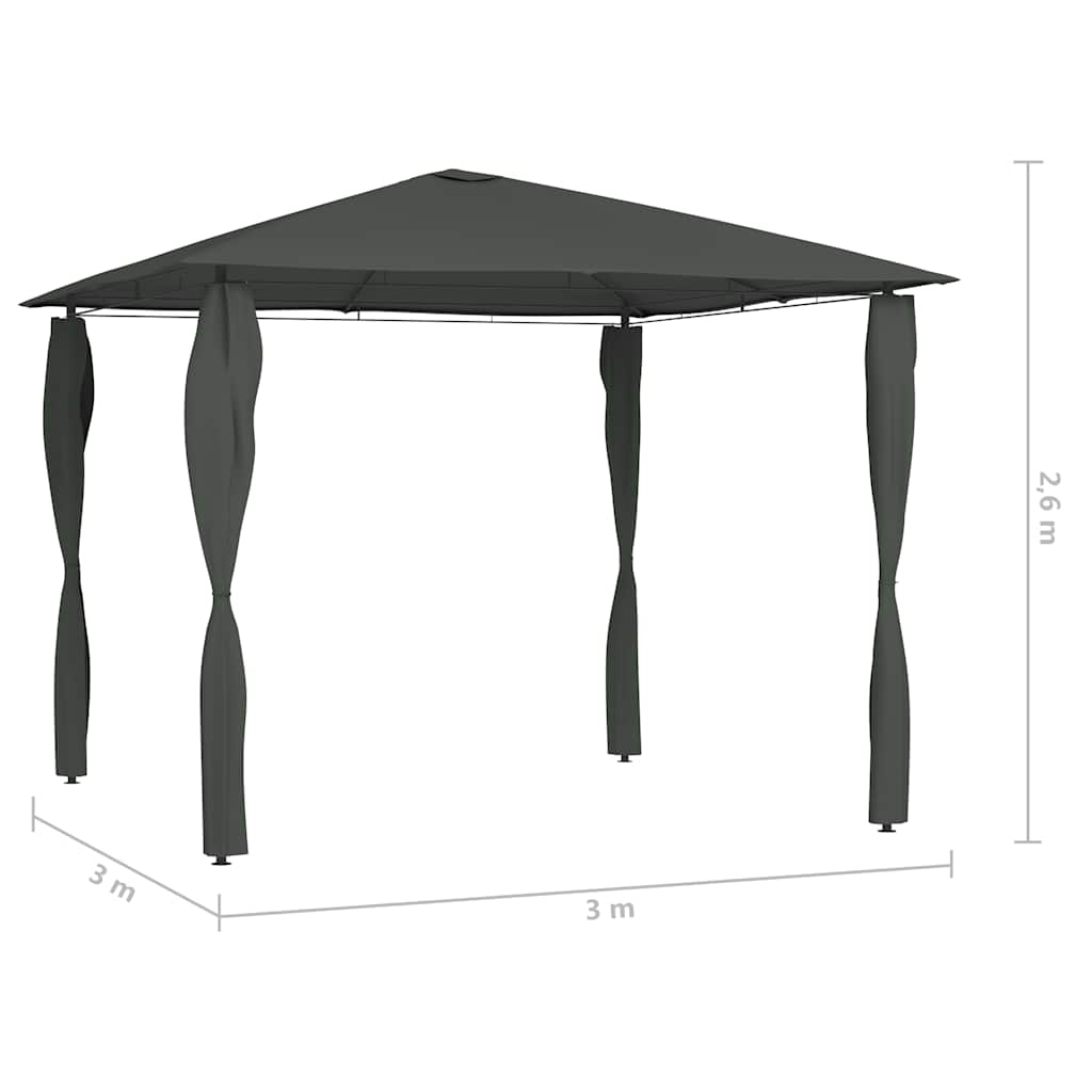 Antracitszürke pavilon oszlop takarókkal 3 x 3 x 2,6 m 160 g/m² 4