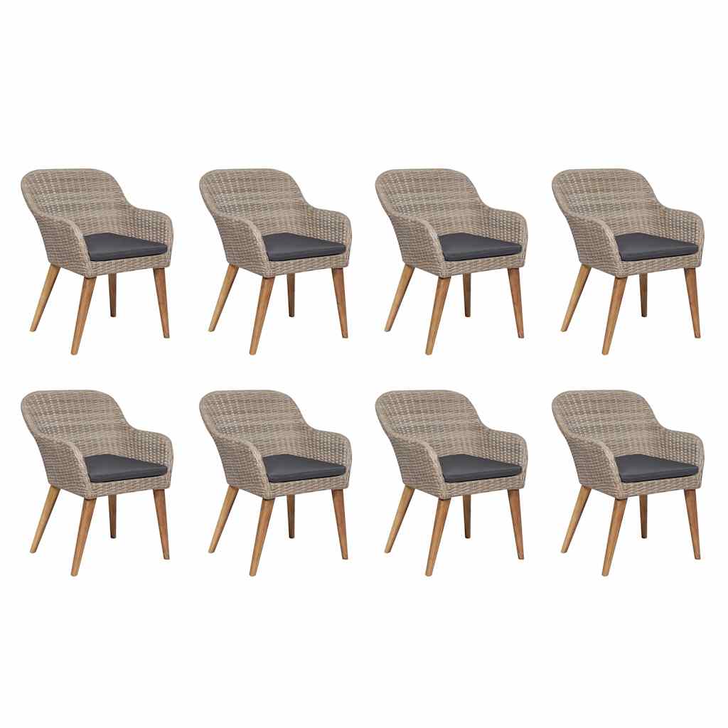 9 részes kültéri polyrattan étkezőgarnitúra párnákkal 2