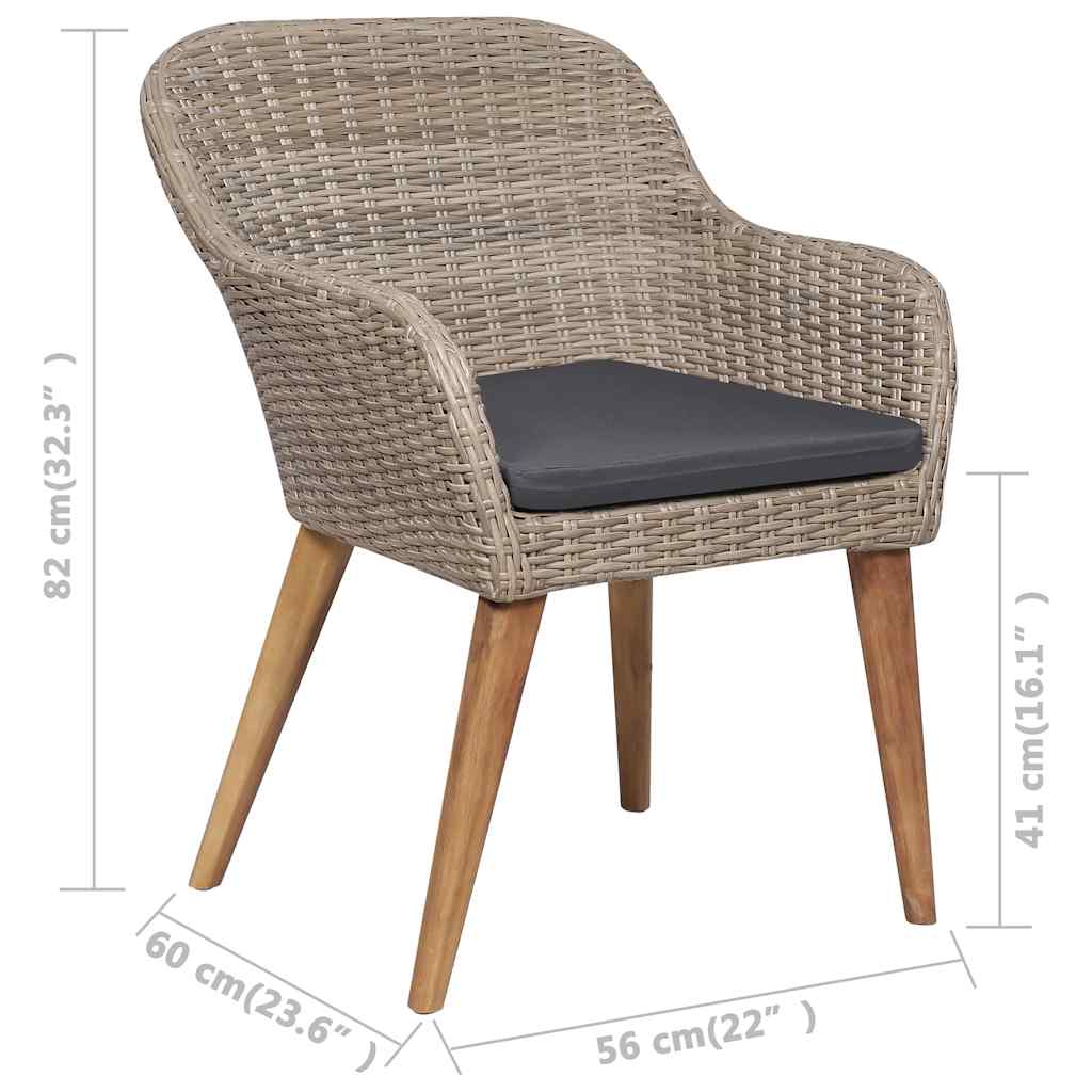 9 részes kültéri polyrattan étkezőgarnitúra párnákkal 7