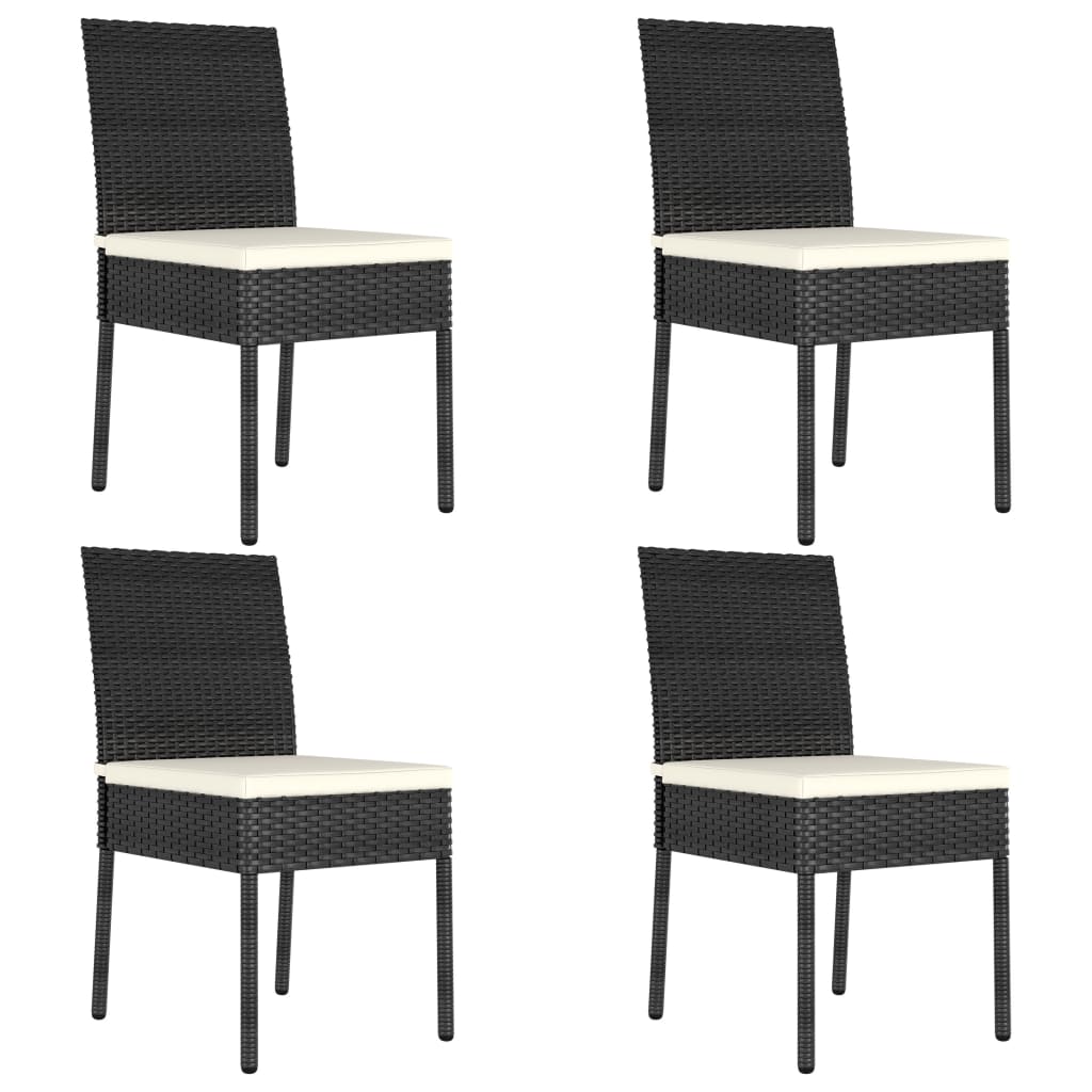 4 db fekete polyrattan kerti étkezőszék