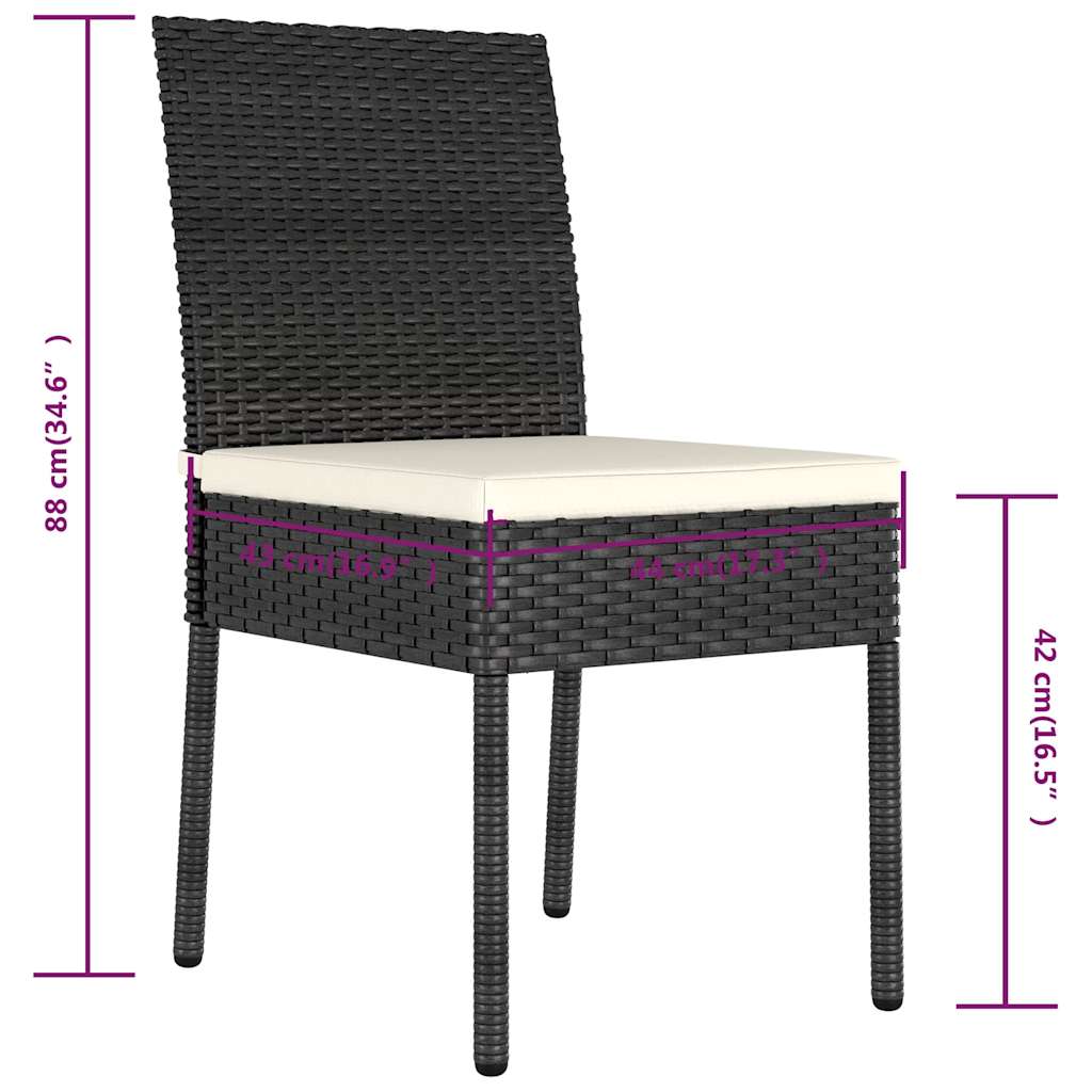 4 db fekete polyrattan kerti étkezőszék 6