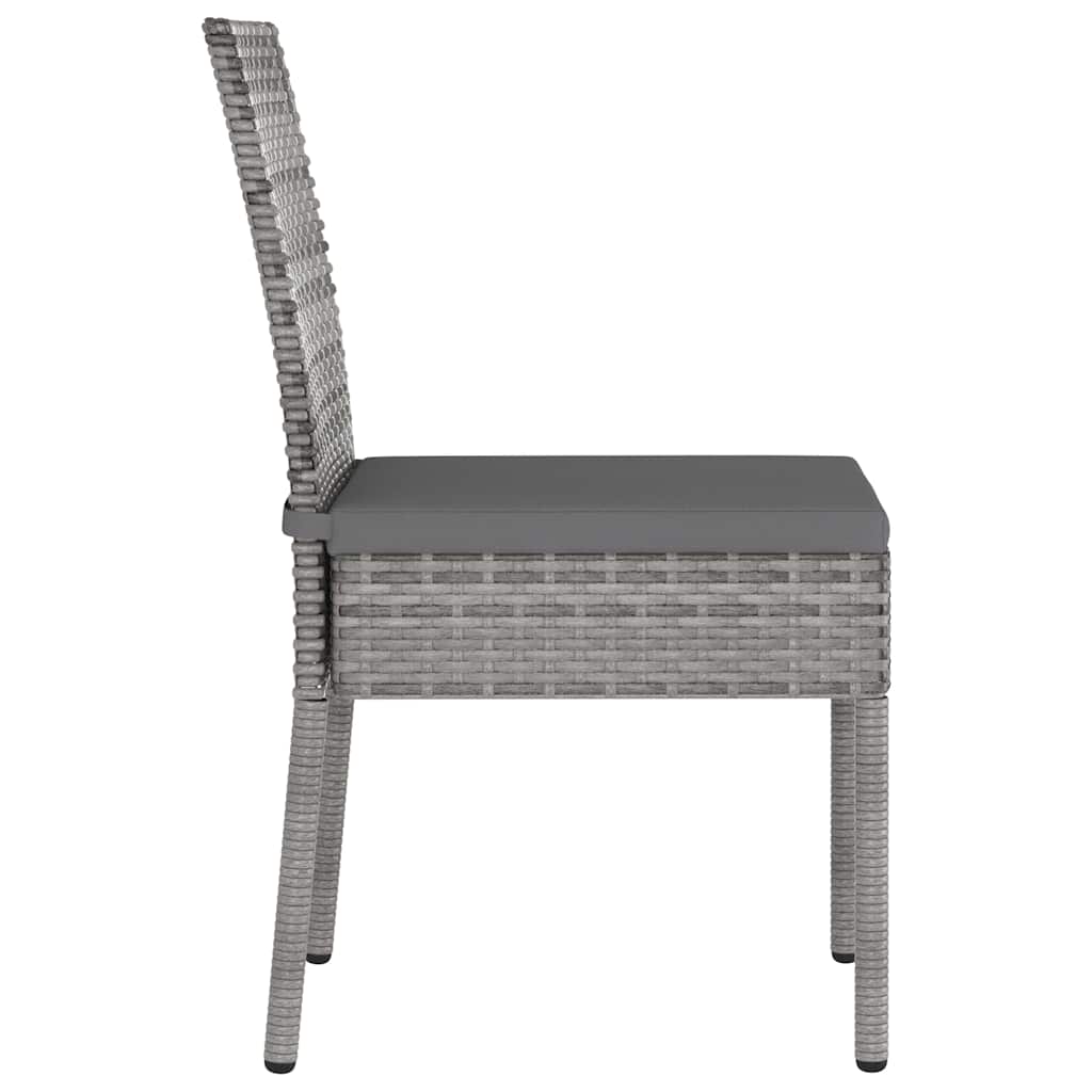 2 db szürke kerti polyrattan étkezőszék 3