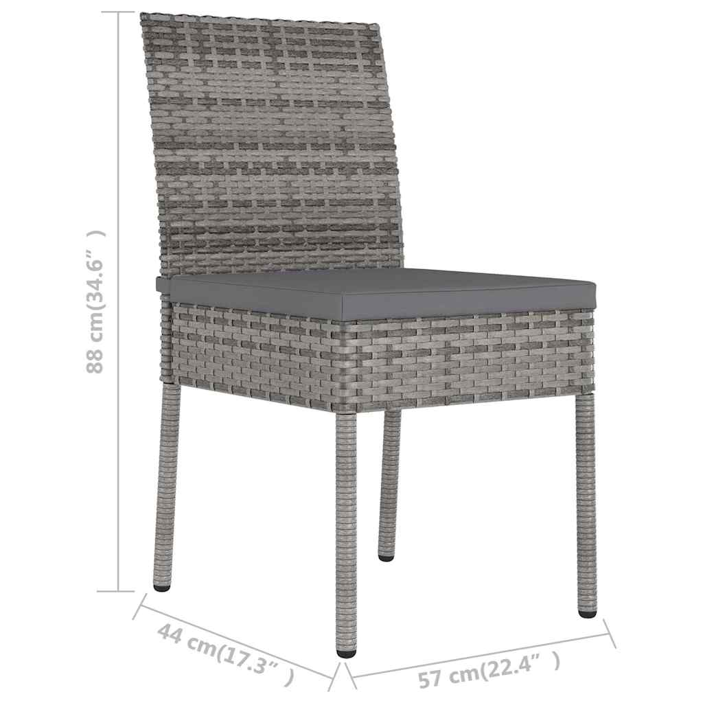 2 db szürke kerti polyrattan étkezőszék 6