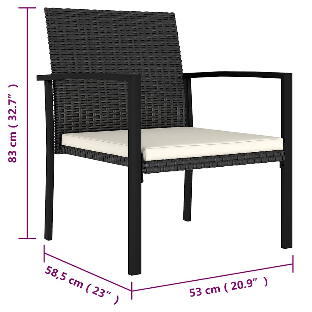 4 db fekete polyrattan kerti étkezőszék 5