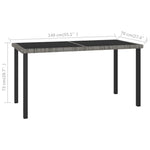 Szürke polyrattan kerti étkezőasztal 140 x 70 x 73 cm 5