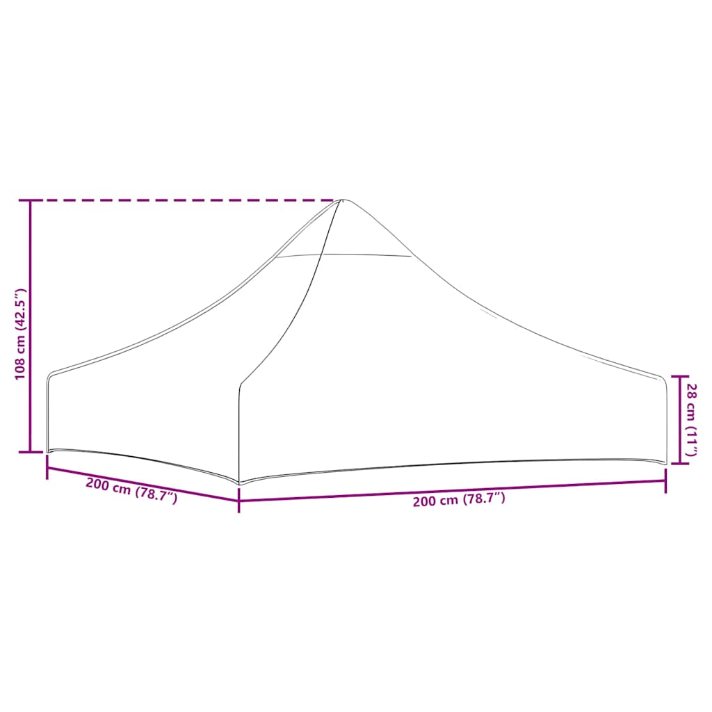 Antracitszürke tető partisátorhoz 2 x 2 m 270 g/m² 5