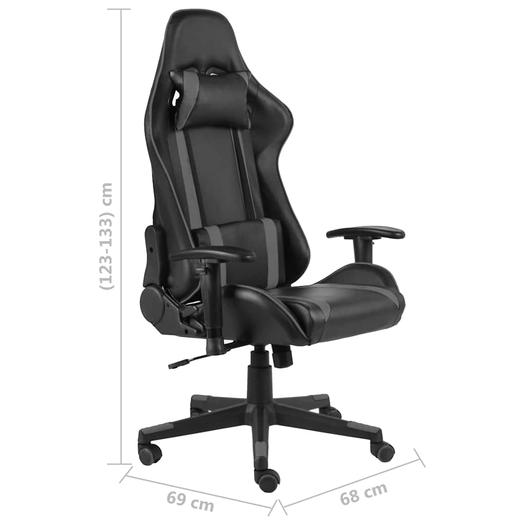 Szürke PVC forgó gamer szék 8
