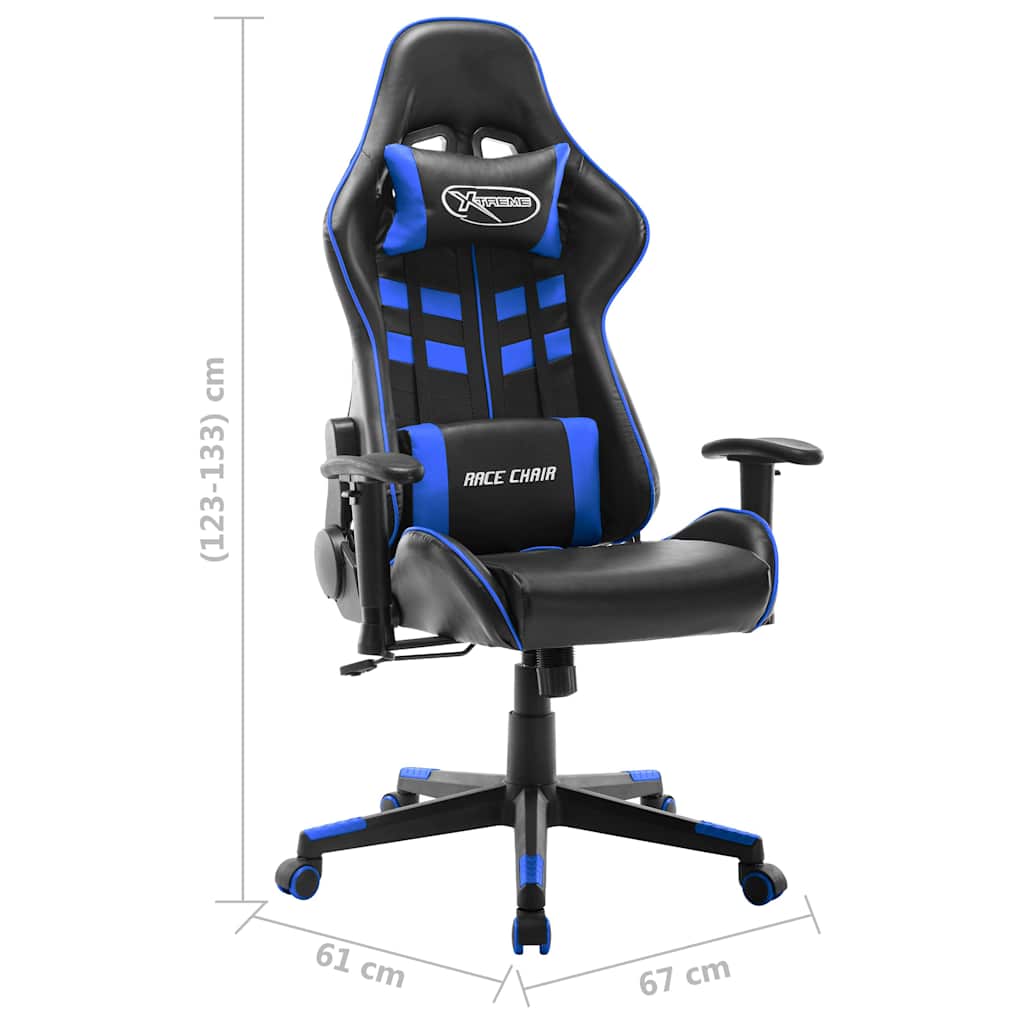 Fekete és kék műbőr gamer szék 8