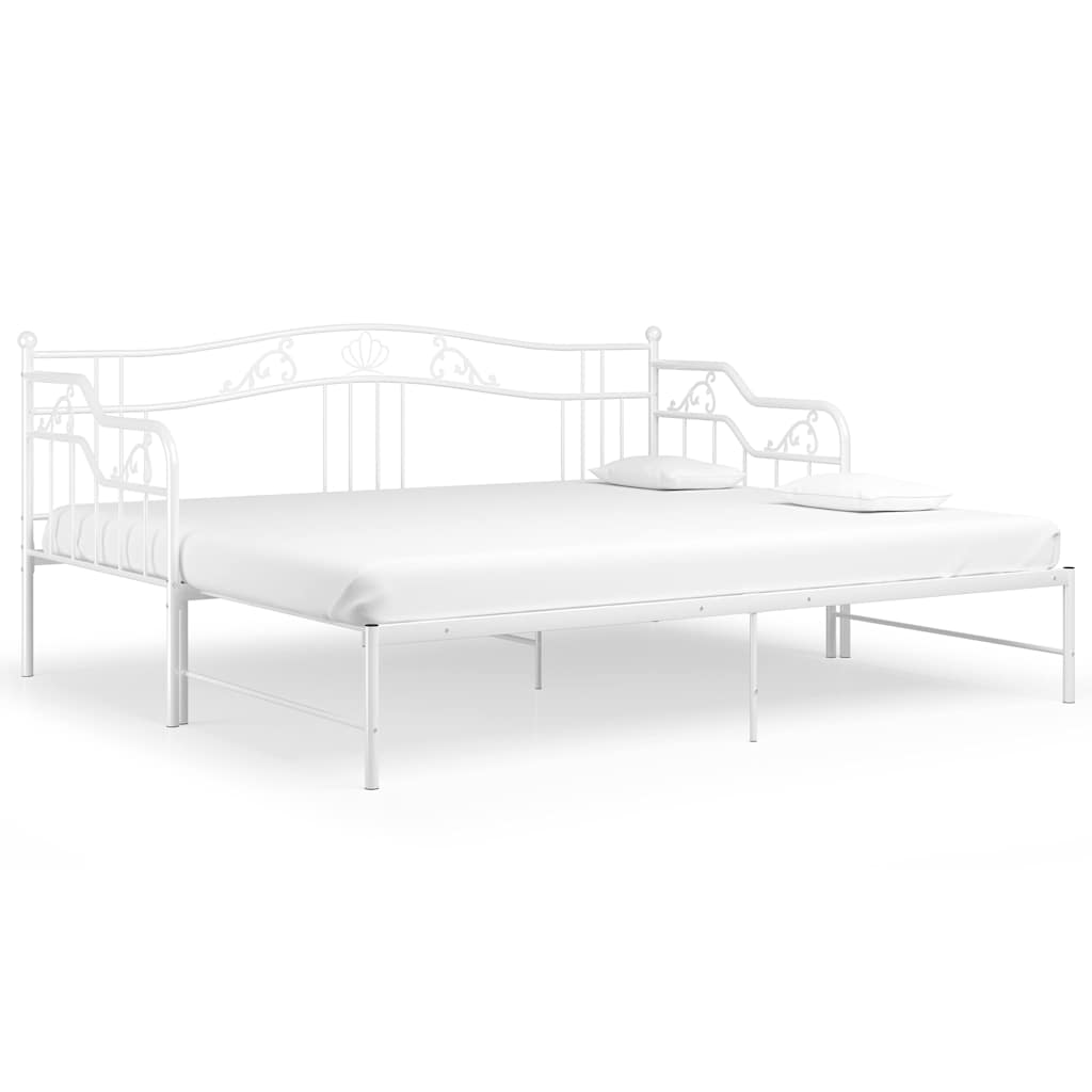 Fehér fém kihúzható kanapéágy-keret 90 x 200 cm 2