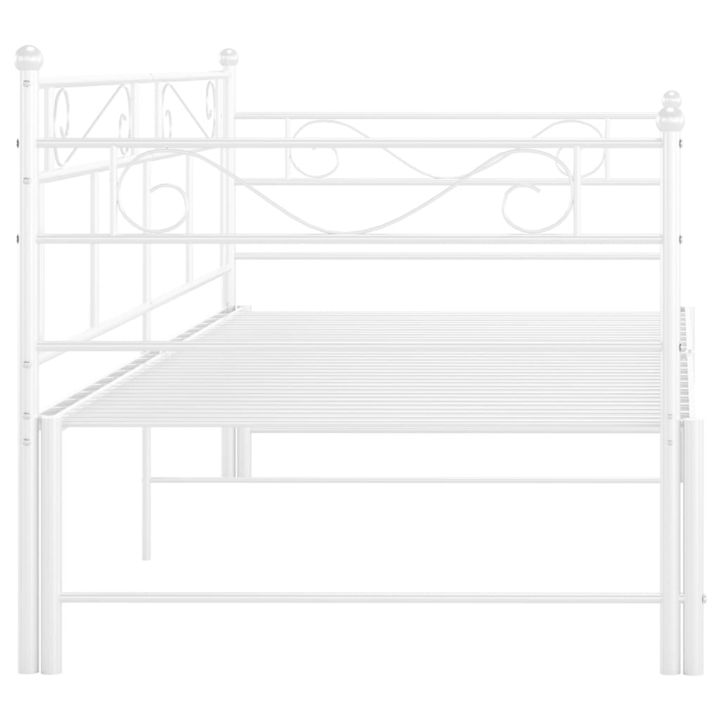 Fehér fém kihúzható kanapéágy-keret 90 x 200 cm 8