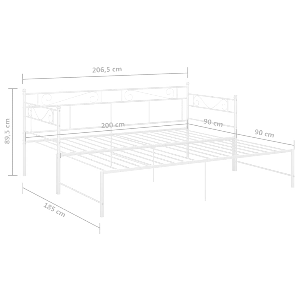 Fehér fém kihúzható kanapéágy-keret 90 x 200 cm 11