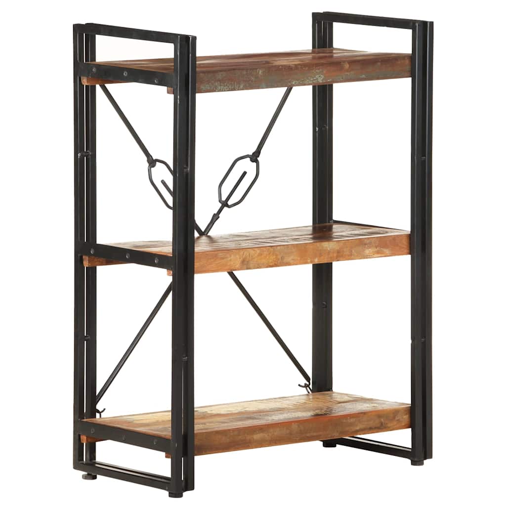 3 szintes tömör újrahasznosított fa könyvespolc 60 x 30 x 80 cm 6