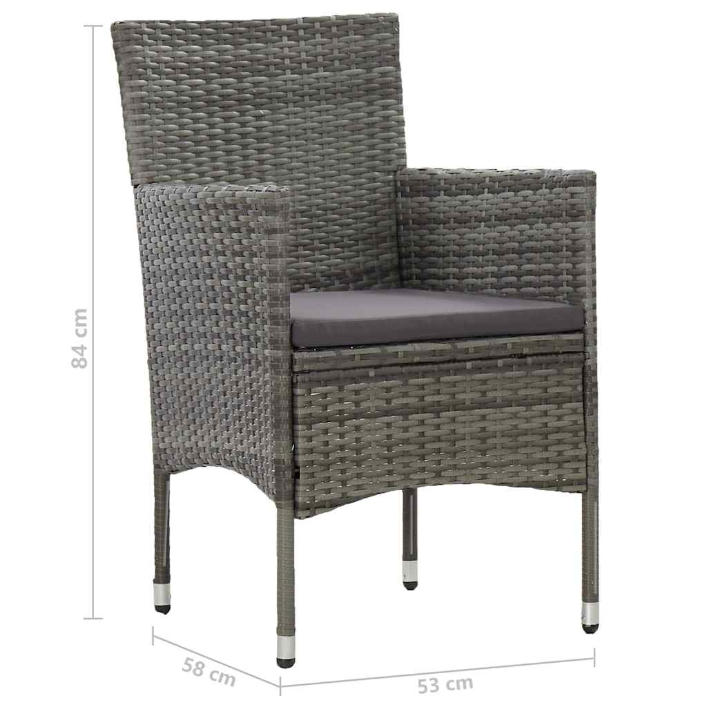 5 részes szürke polyrattan és üveg kerti étkezőgarnitúra 14