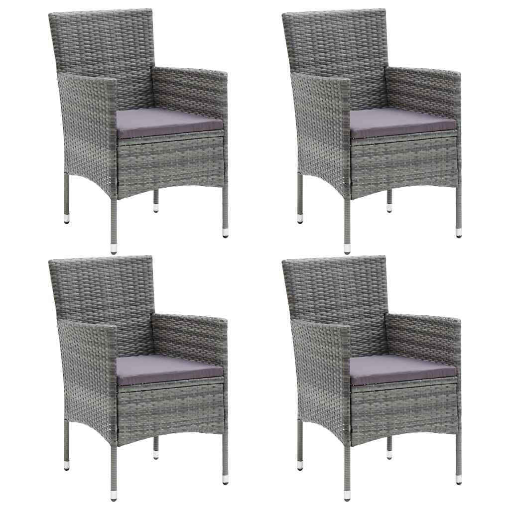 5 részes szürke polyrattan és üveg kerti étkezőgarnitúra 6