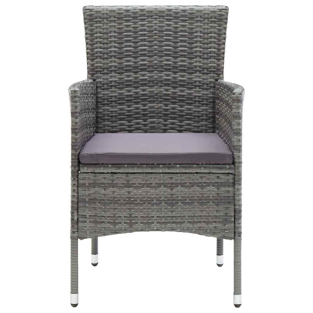 5 részes szürke polyrattan és üveg kerti étkezőgarnitúra 8