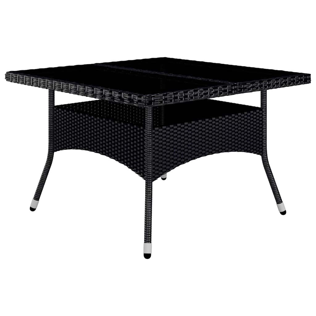 9 részes fekete polyrattan és akácfa kerti étkezőgarnitúra 3