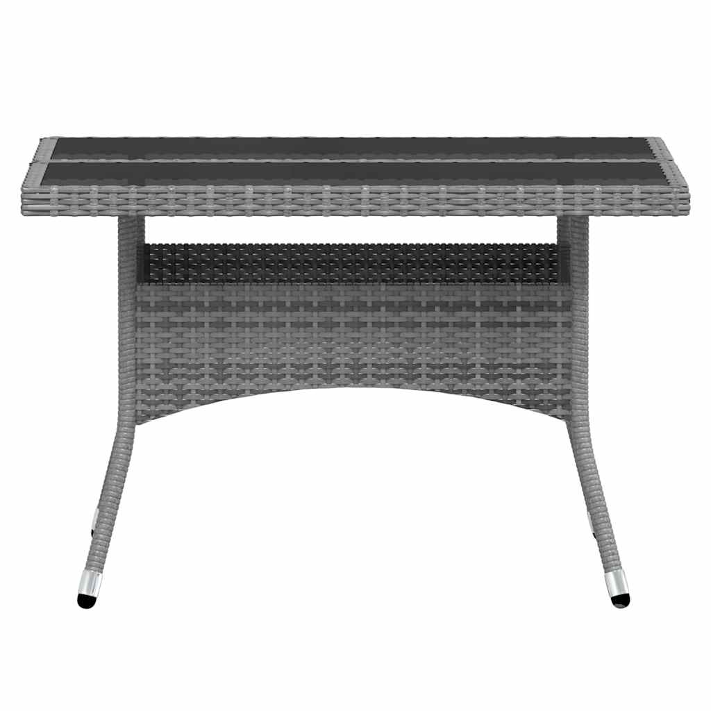 5 részes szürke polyrattan és edzett üveg kerti étkezőgarnitúra 8