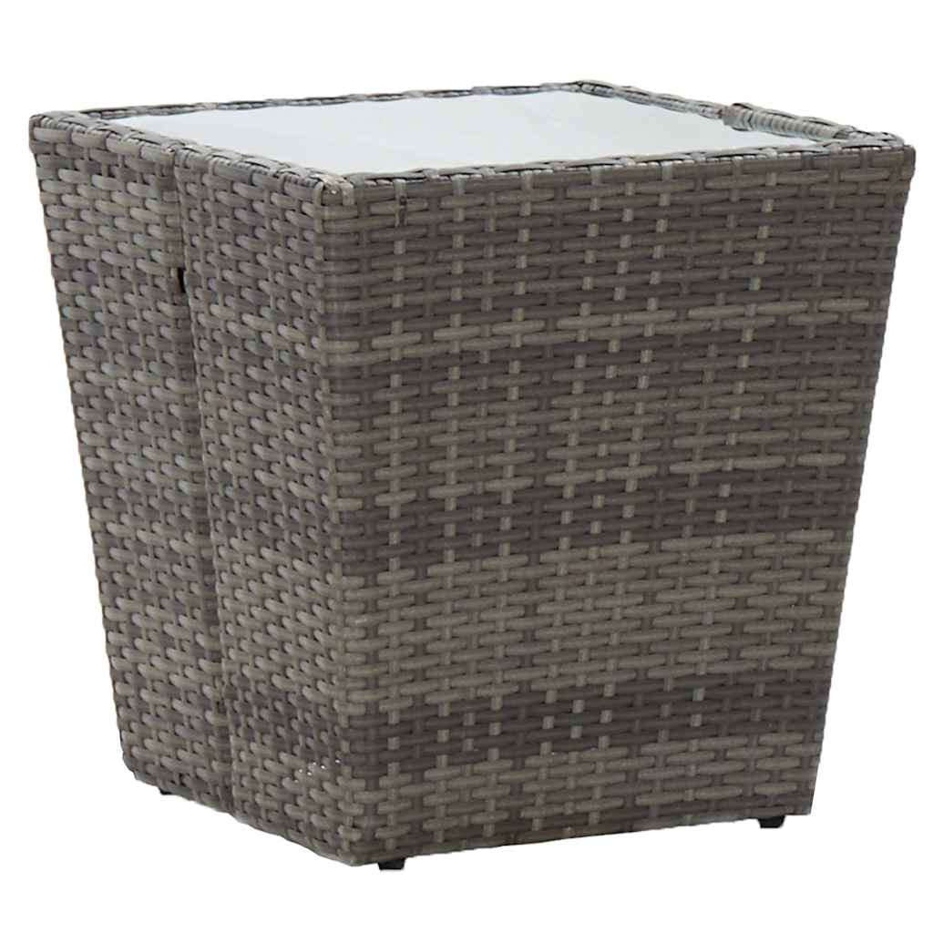 5 részes szürke polyrattan és edzett üveg kerti bisztrószett 7