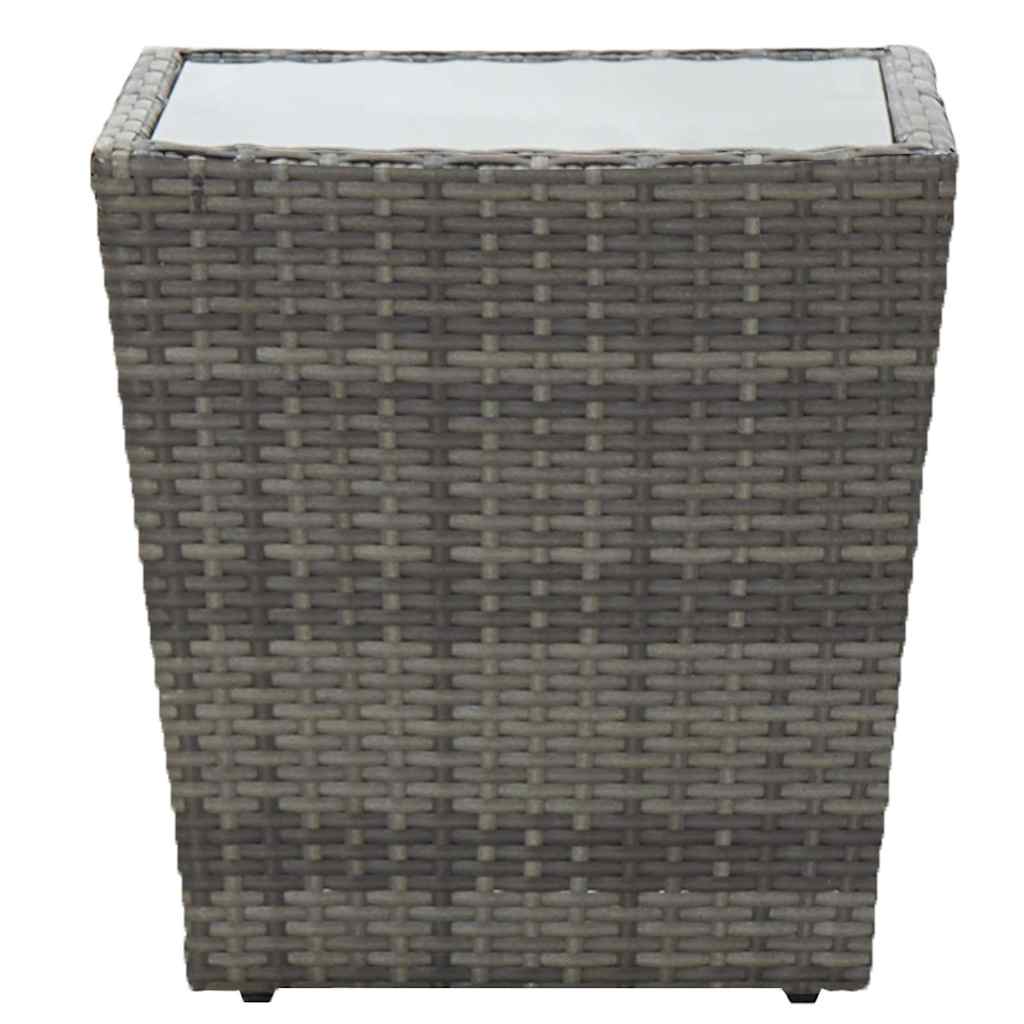 5 részes szürke polyrattan és edzett üveg kerti bisztrószett 8