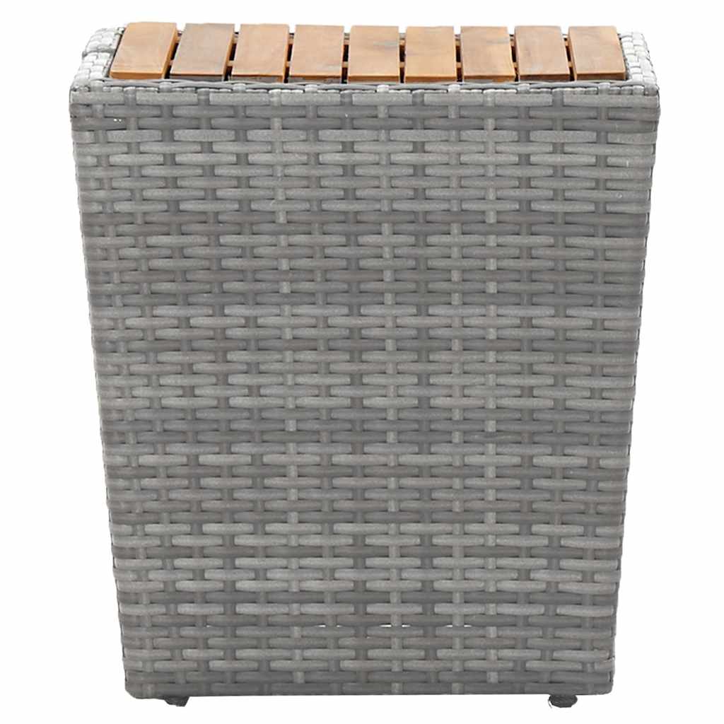 5 részes szürke polyrattan és tömör akácfa kerti bisztrószett 8
