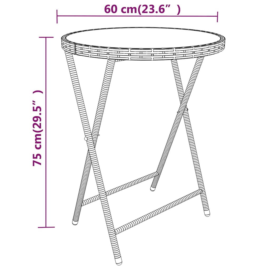 5 részes fekete polyrattan és edzett üveg kerti bisztrószett 11