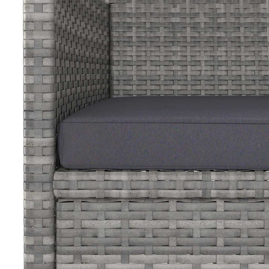 3 részes szürke polyrattan és edzett üveg kerti étkezőgarnitúra 6
