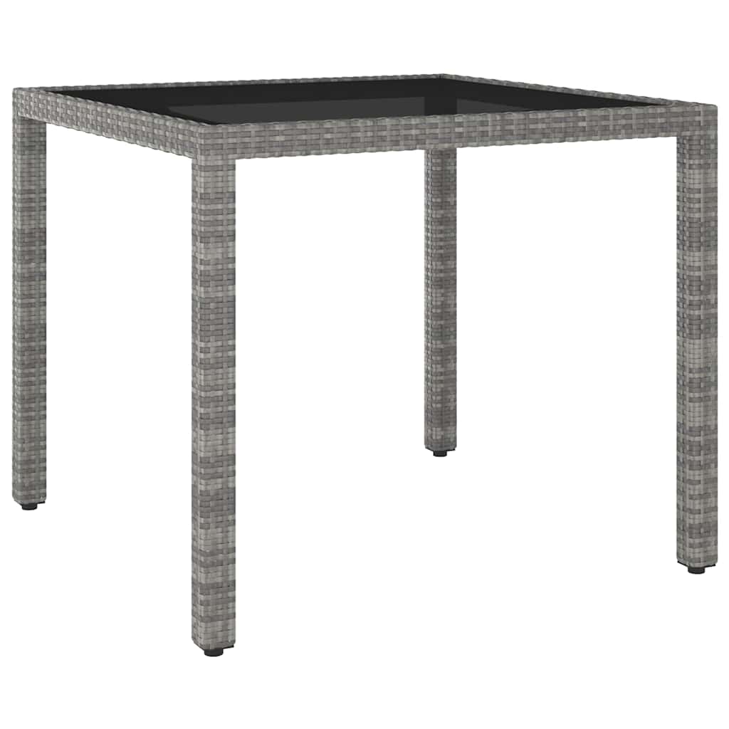 3 részes szürke polyrattan és edzett üveg kerti étkezőgarnitúra 7