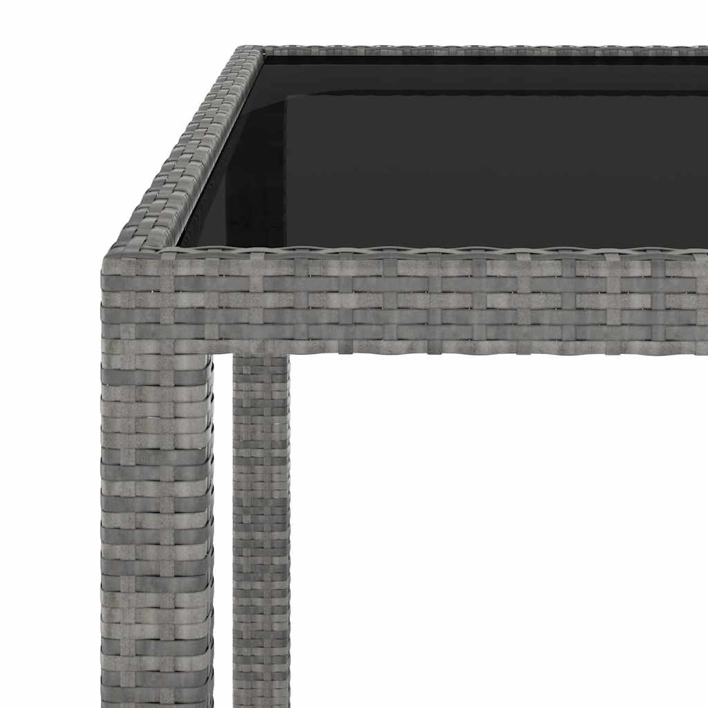 3 részes szürke polyrattan és edzett üveg kerti étkezőgarnitúra 9