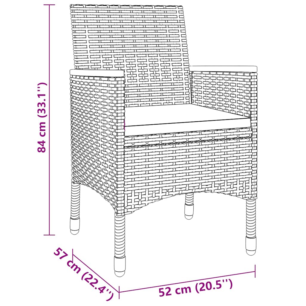 3 részes szürke polyrattan kerti étkezőgarnitúra 8