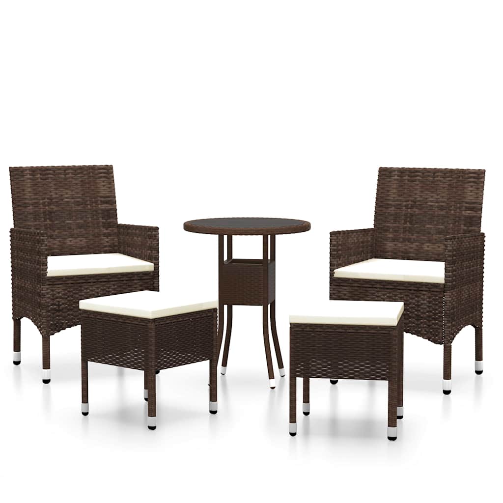 5 részes barna polyrattan kerti ülőgarnitúra 2