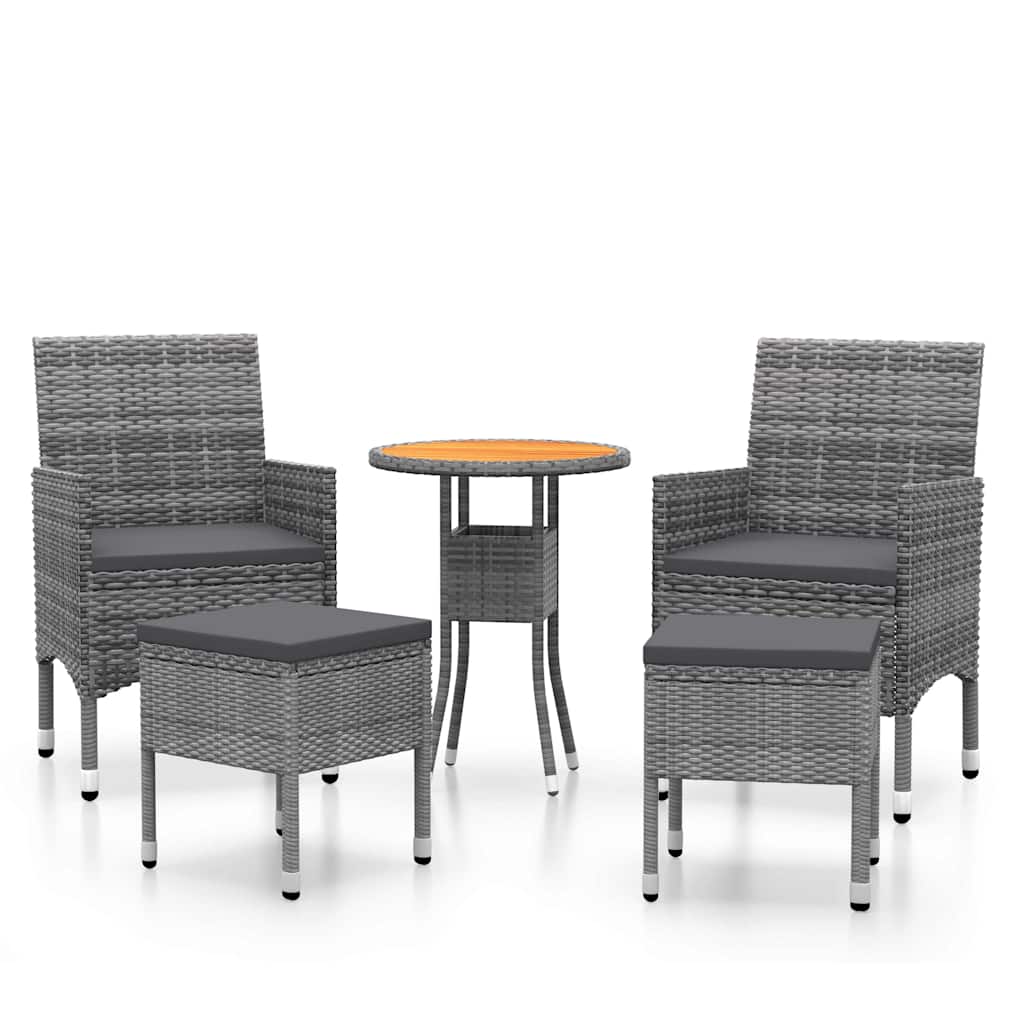 5 részes szürke polyrattan kerti ülőgarnitúra 2