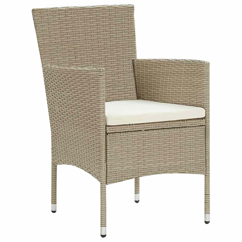 5 részes bézs polyrattan kerti étkezőgarnitúra 3