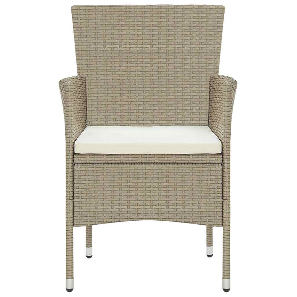 5 részes bézs polyrattan kerti étkezőgarnitúra 4